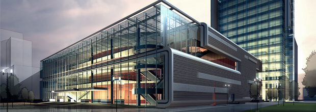 Modern glass commercial building