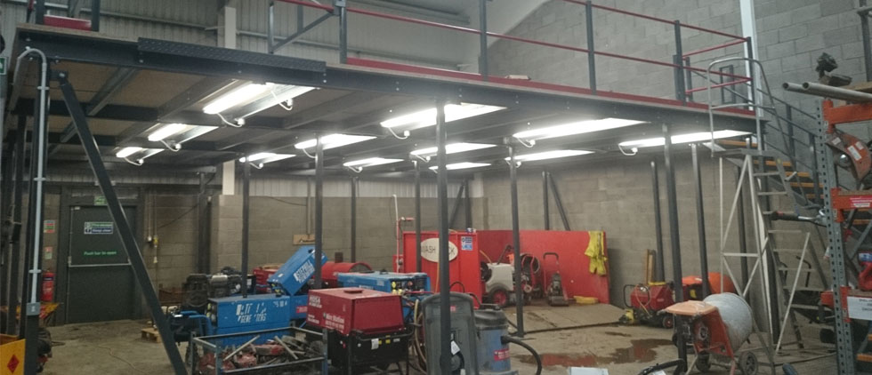 minimal, mezzanine floor in an industrial unit