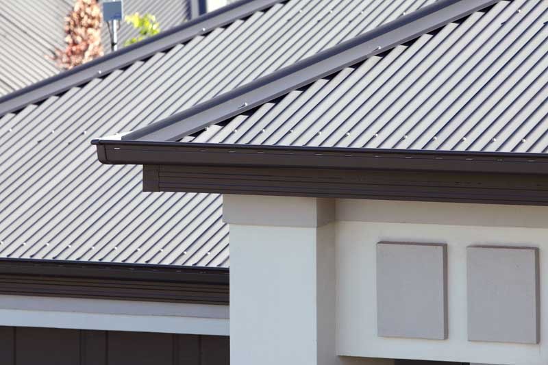 the point of a grey roof