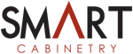 The smart cabinetry logo is black and red on a white background.