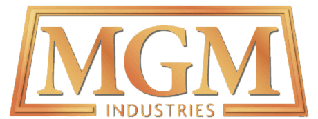 A logo for mgm industries is shown on a white background