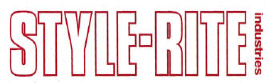 A red and white logo for style rite industries
