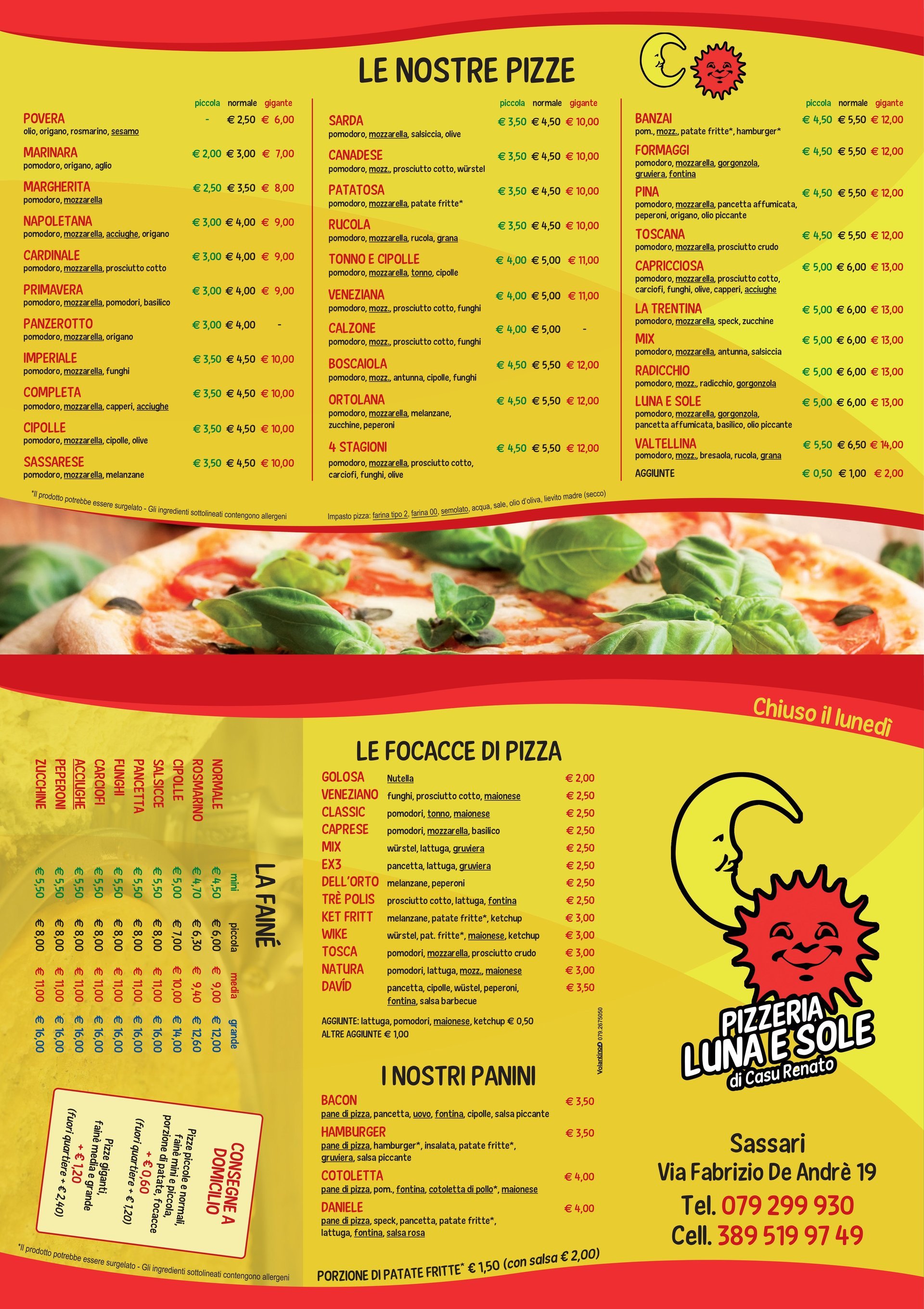 Pizzeria Sole E Luna Cagliari - Menù