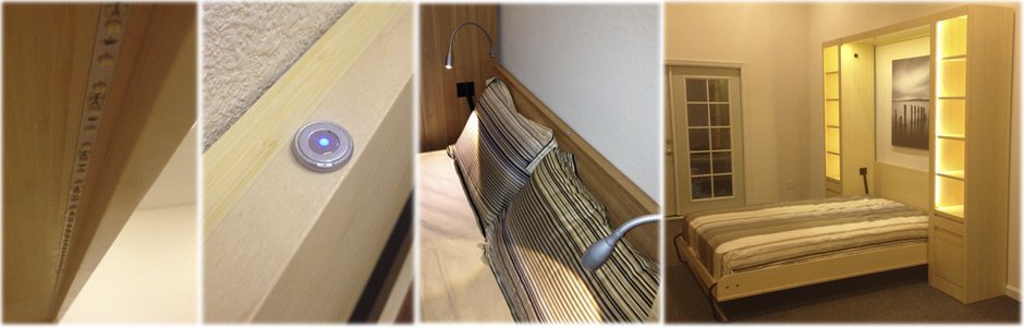 Wall Bed Lighting And Other Options Hidden Behind The Top Rail These Lights Are Barely Visible Allowing Whole Bed To Seemingly Glow When Turned On Will Last For 30 000 Hours