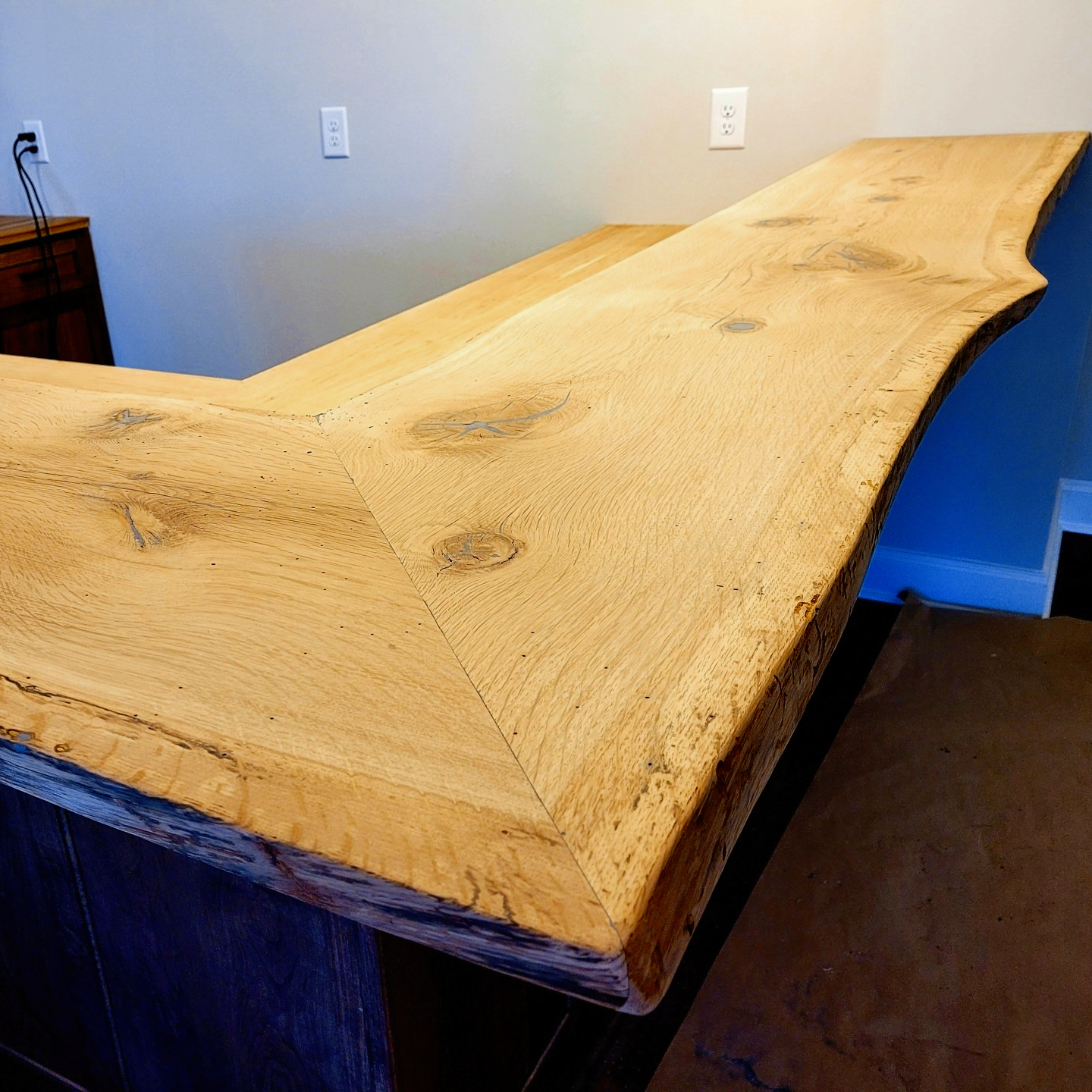 White oak bar top