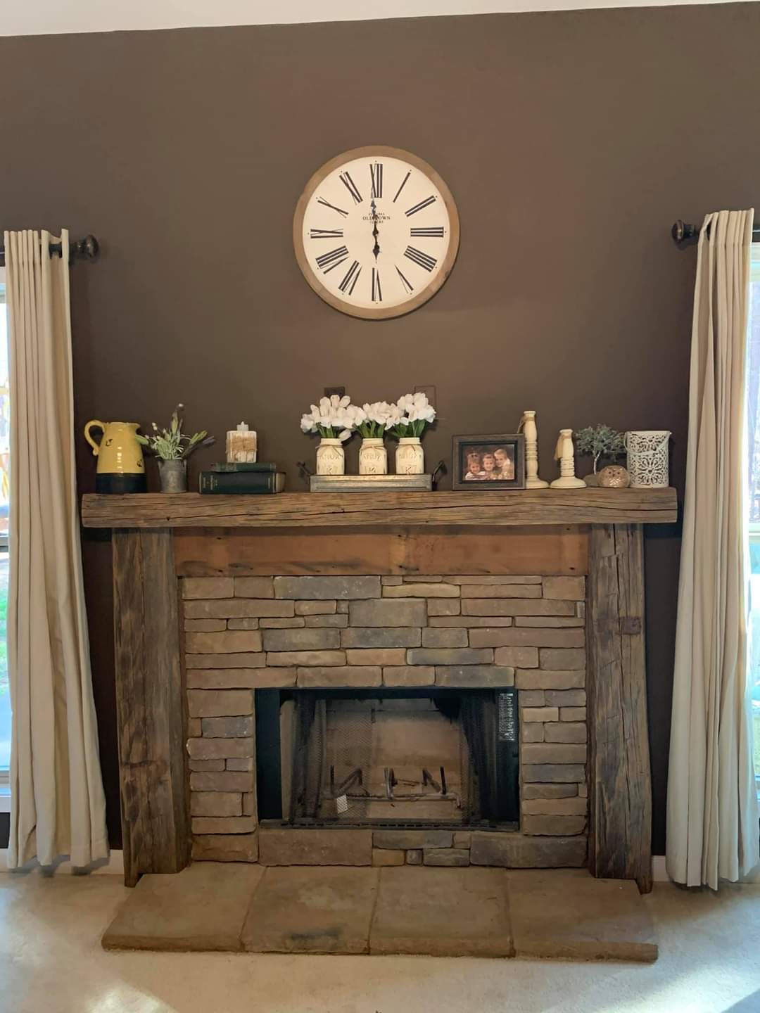 reclaimed wood fireplace mantel