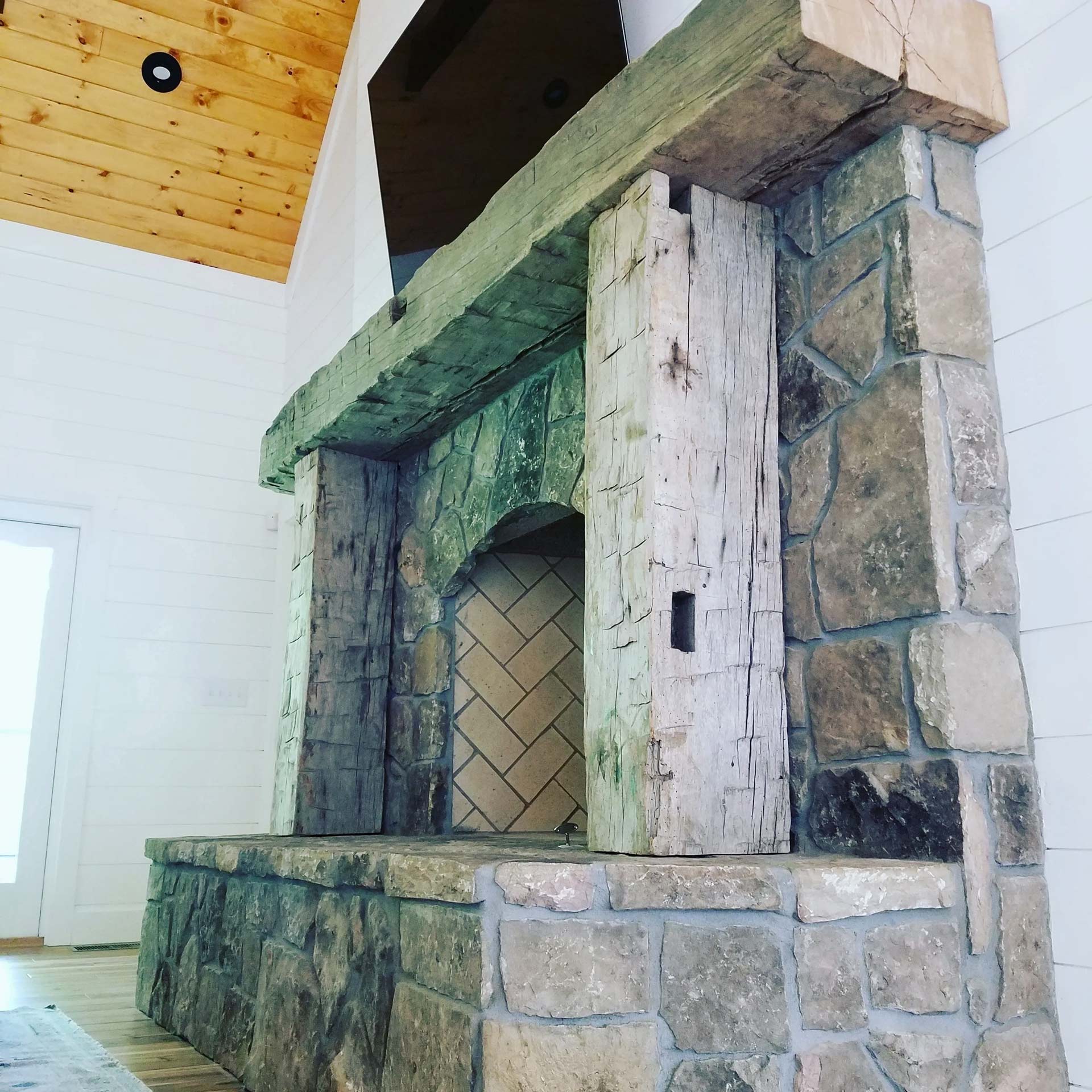 Hand Hewn Fireplace Mantel