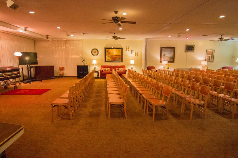 Chapel Interior and Casket Selection Room Hutchison Funeral Home