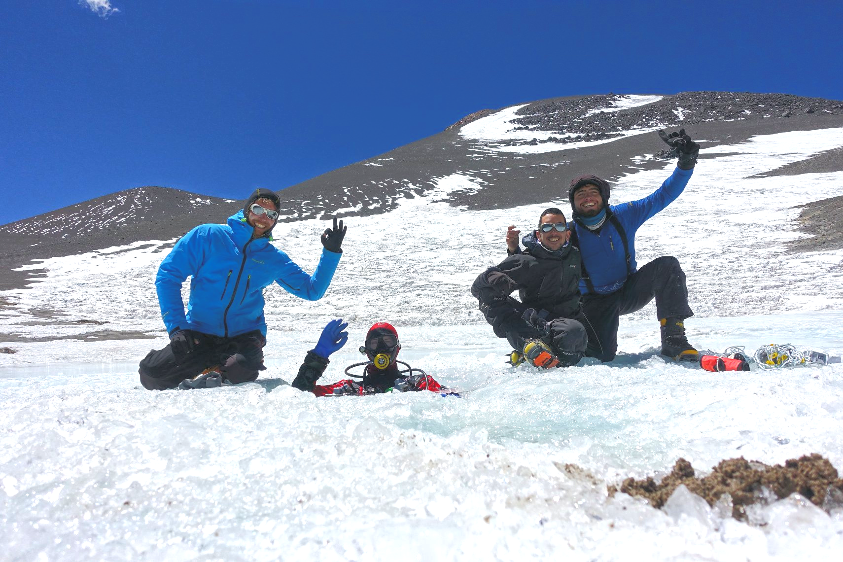Highest altitude scuba dive world record set by Marcel Korkus