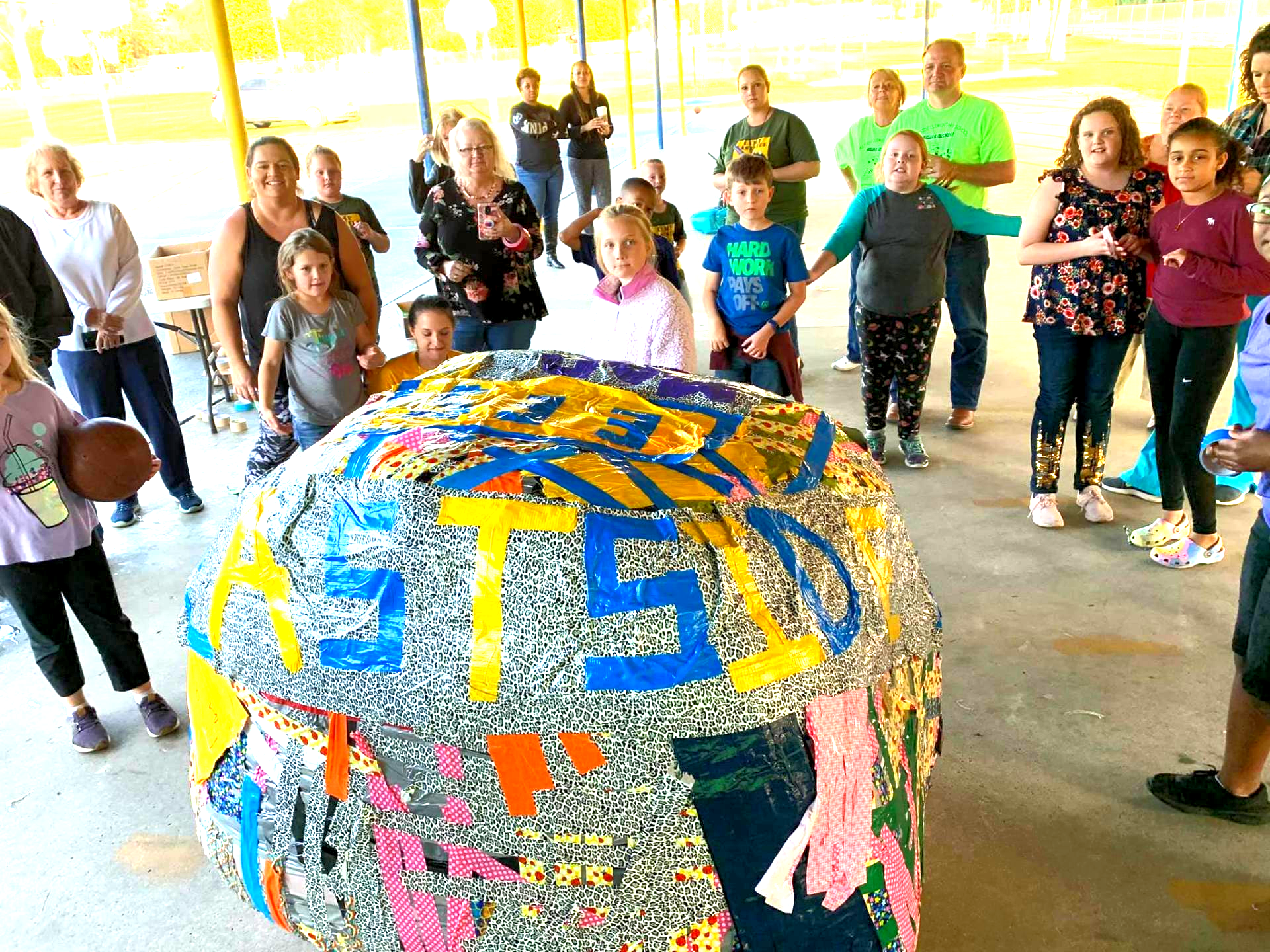 Largest tape ball Eastside Elementary School sets world record