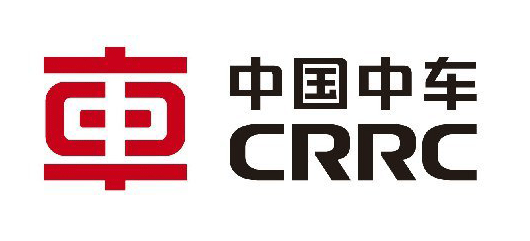 A red and black logo for a company called crrc on a white background.