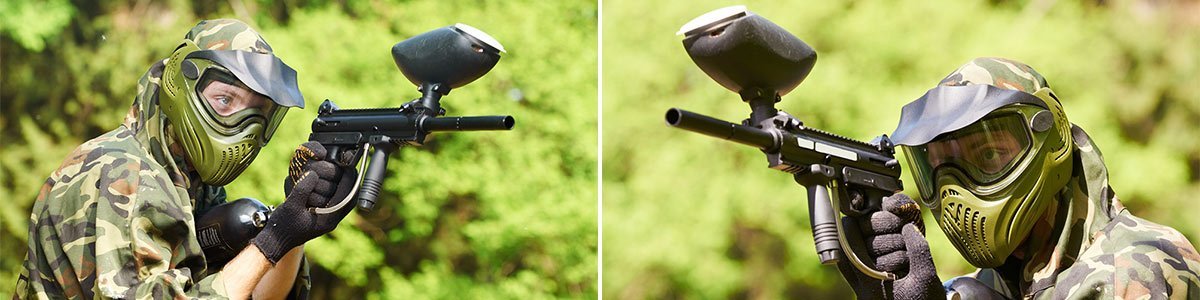 burrungule park paintball players fully secured with helmet