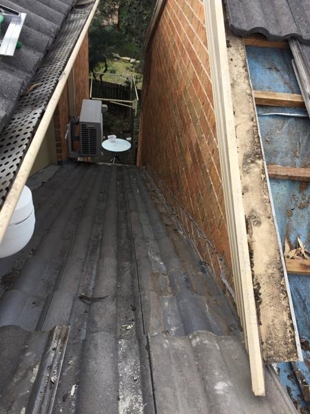 Roof repair work in progress