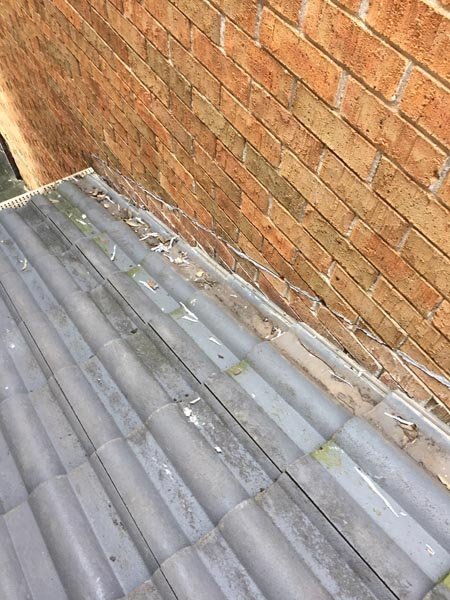 Roof repair work in progress