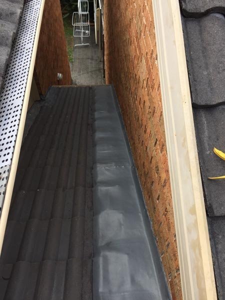 Roof repair work in progress