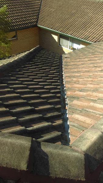 Closer view of a roof being replaced