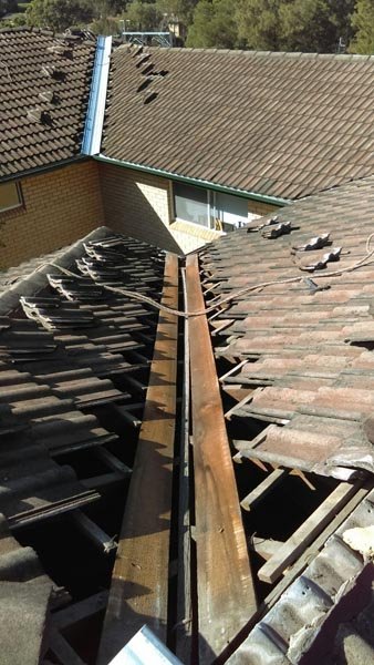 Roof valley being replaced