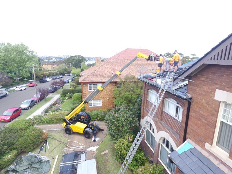 Aerial view of concrete tile roof
