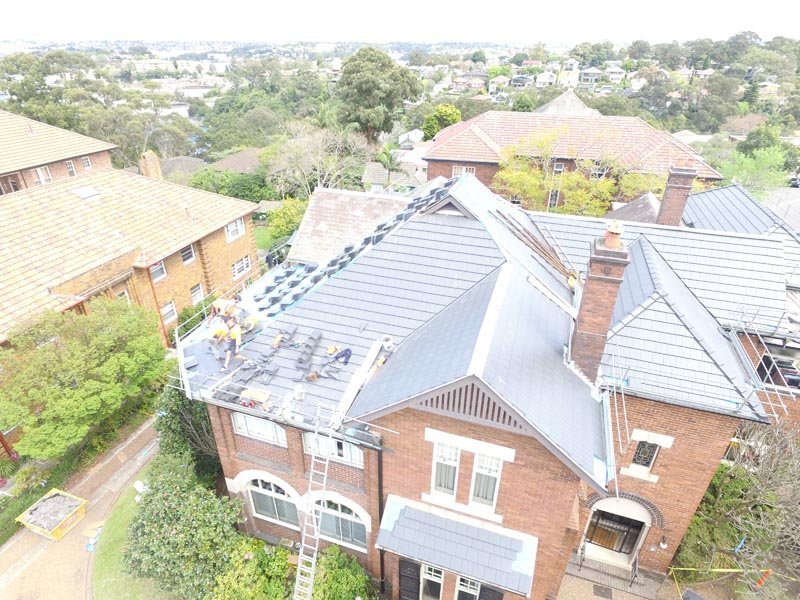 Top view of concrete tile roof