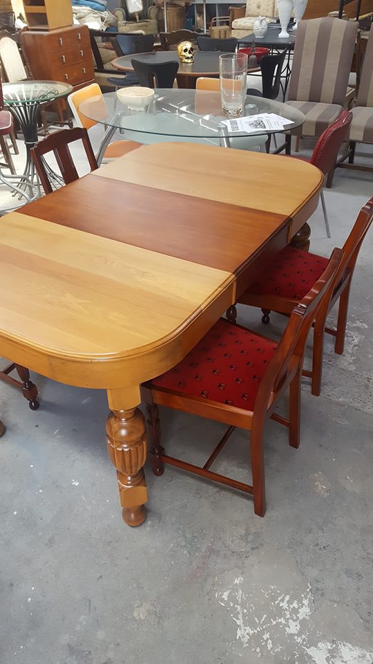 wooden table and chairs