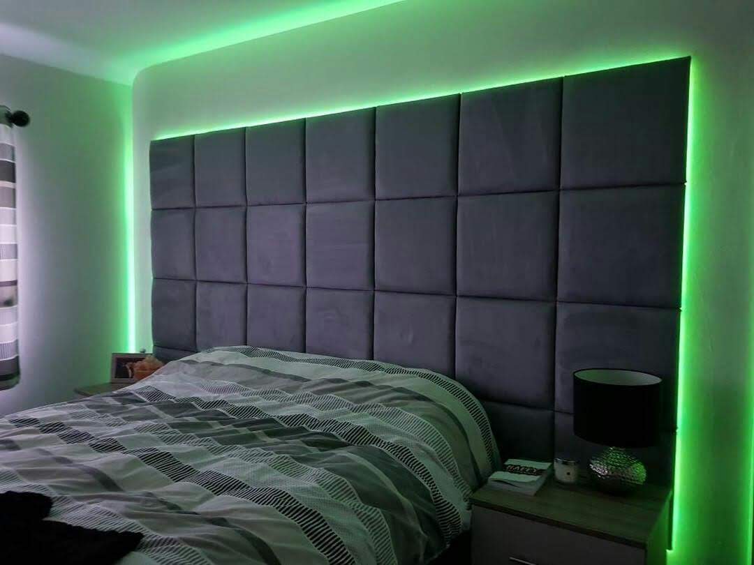 Leather wall tiles The Leicester Headboard Co