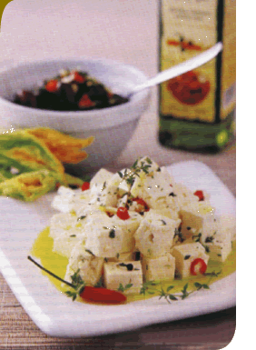 tofu with sprinkled olive oil