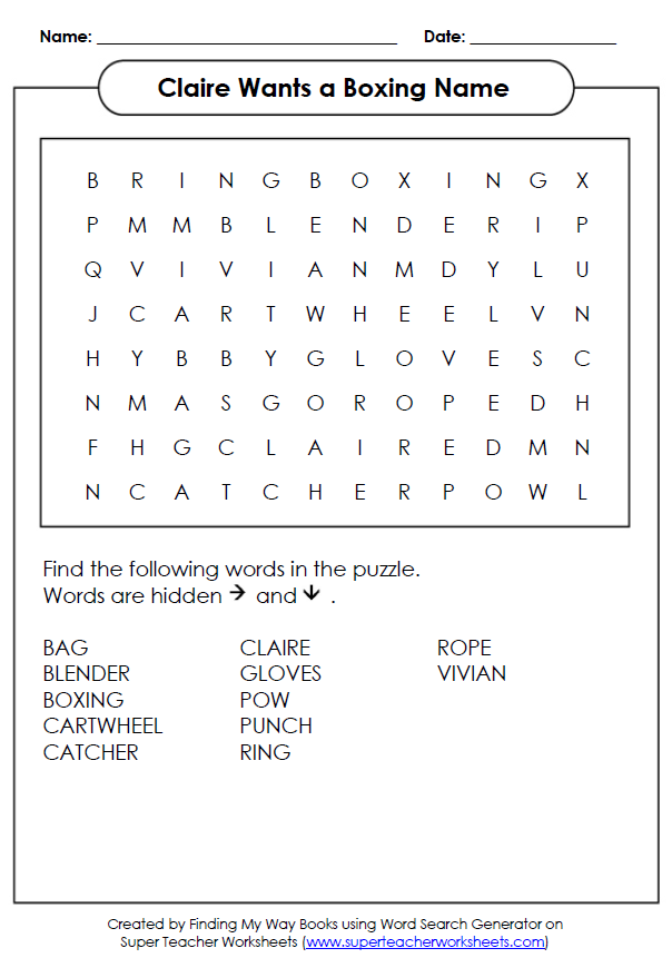 Word Find Activity for children for Finding My Way Books.
