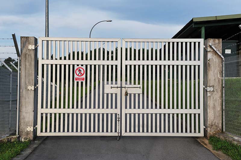View of security gates