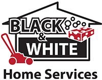 black and white home services business logo