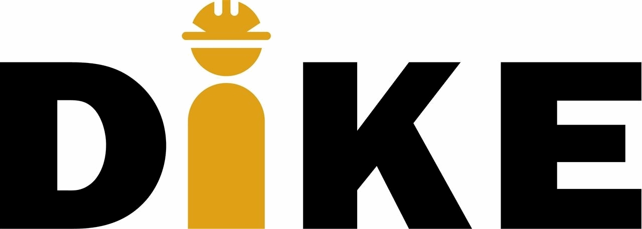 Le logo de la digue est noir et jaune et comporte un casque de sécurité.