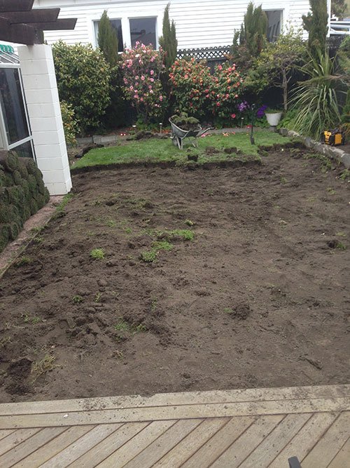 Garden landscaping process in progress 