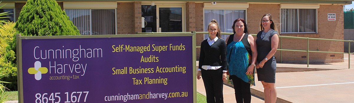 Cunningham and Harvey office with signboard