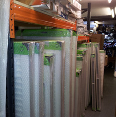 DIY products stacked in one of the aisles