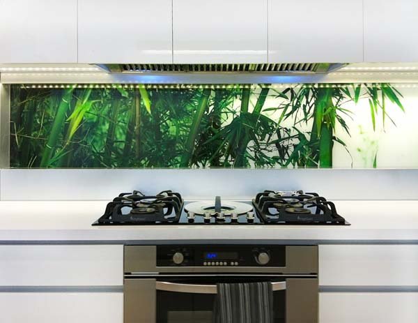 forest painting in kitchen