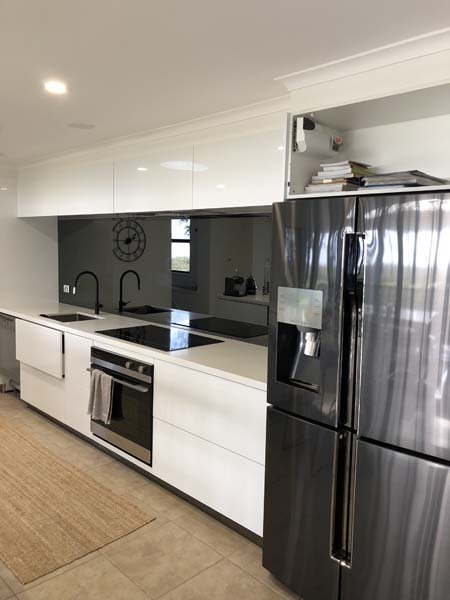 grey mirror in kitchen