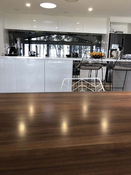 grey mirror in modern kitchen