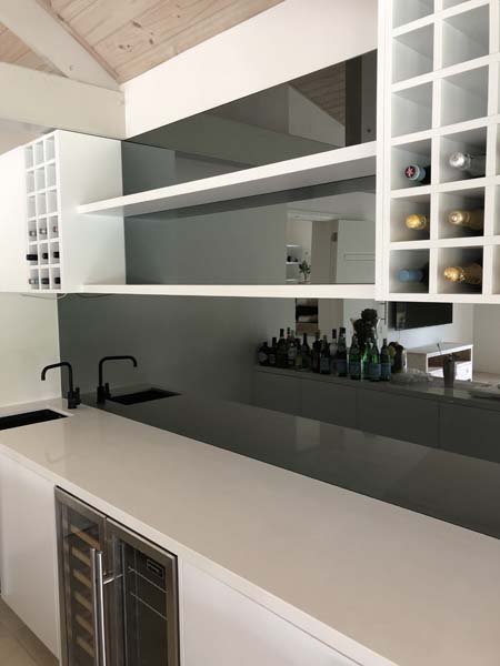 tinted mirror in bathroom