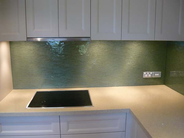 green texture wall in kitchen