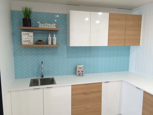 blue wall in kitchen