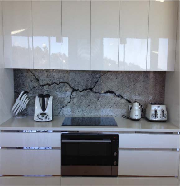 kitchen with rock painting