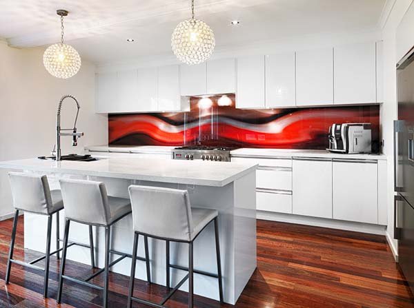 red splashback in kitchen