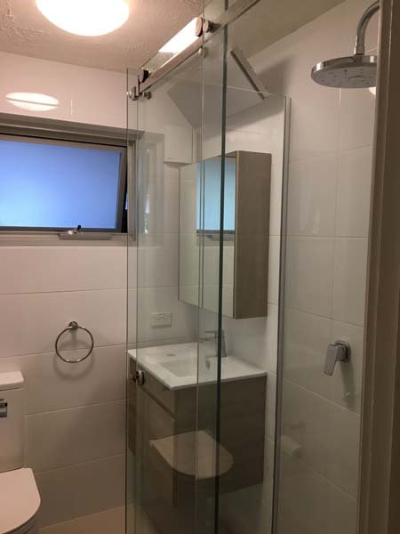 shower with glass door
