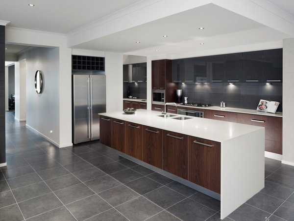 white waterfall benchtops