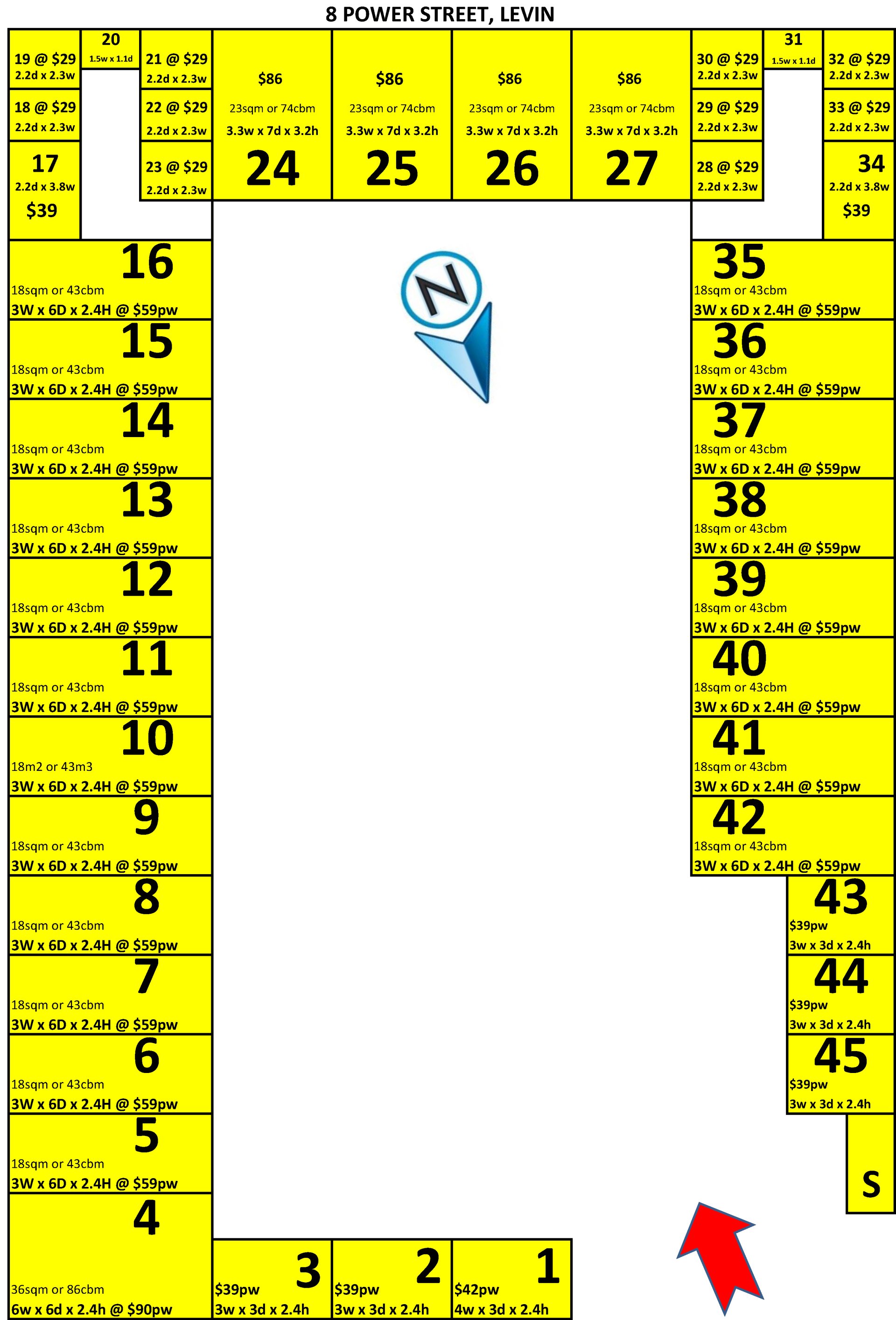 Storage unit sizes drawing