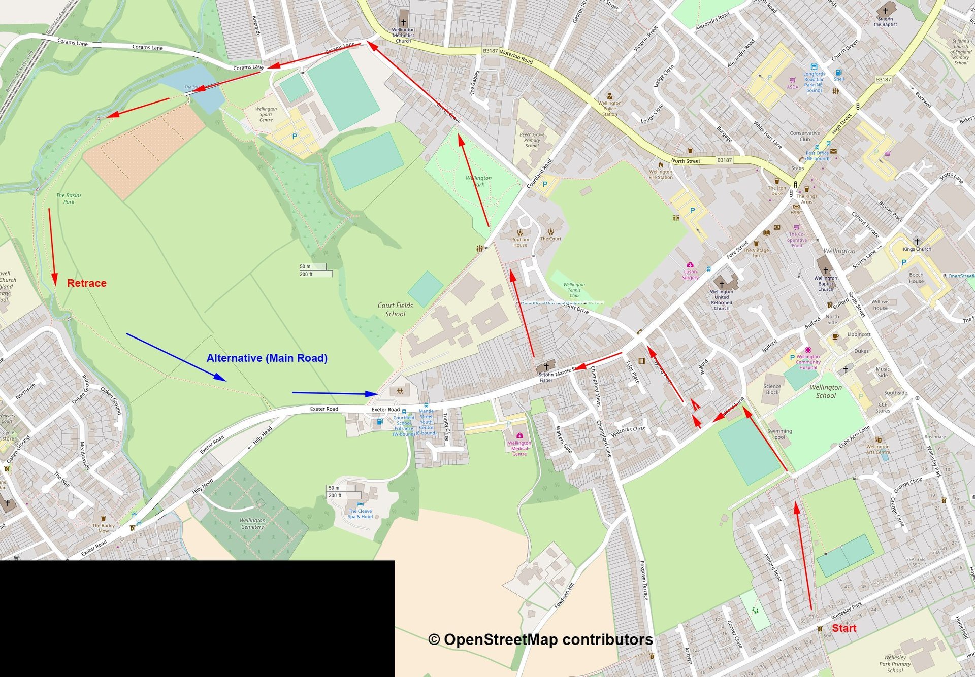 Short walks in Wellington, Somerset.