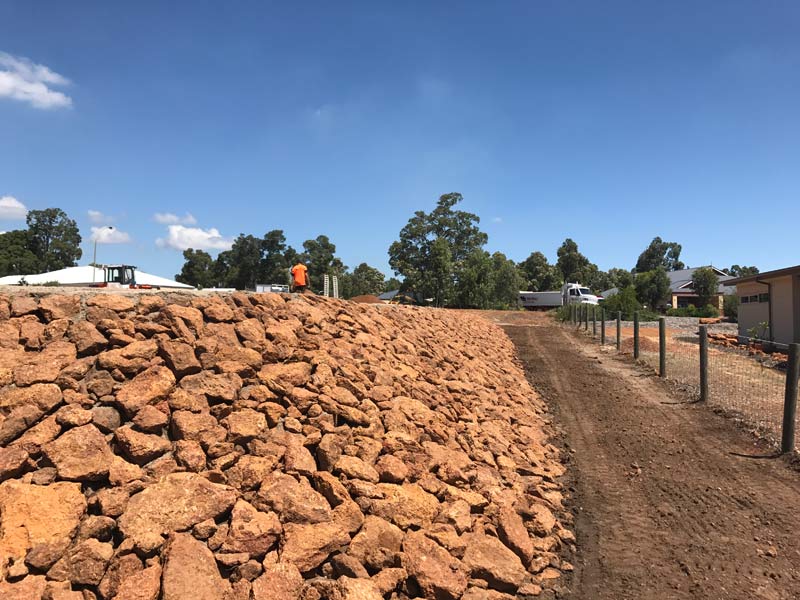 rock pitched retaining wall
