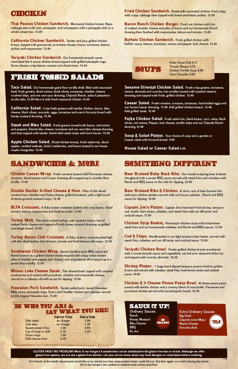 Menu Rock Top Burgers & Brew