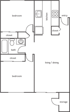 A black and white floor plan of a two bedroom apartment