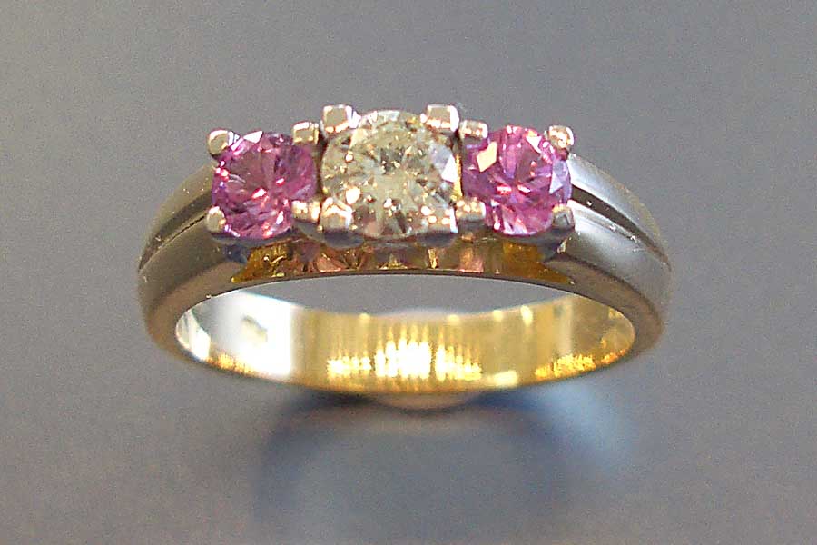 ring with pink and clear stones