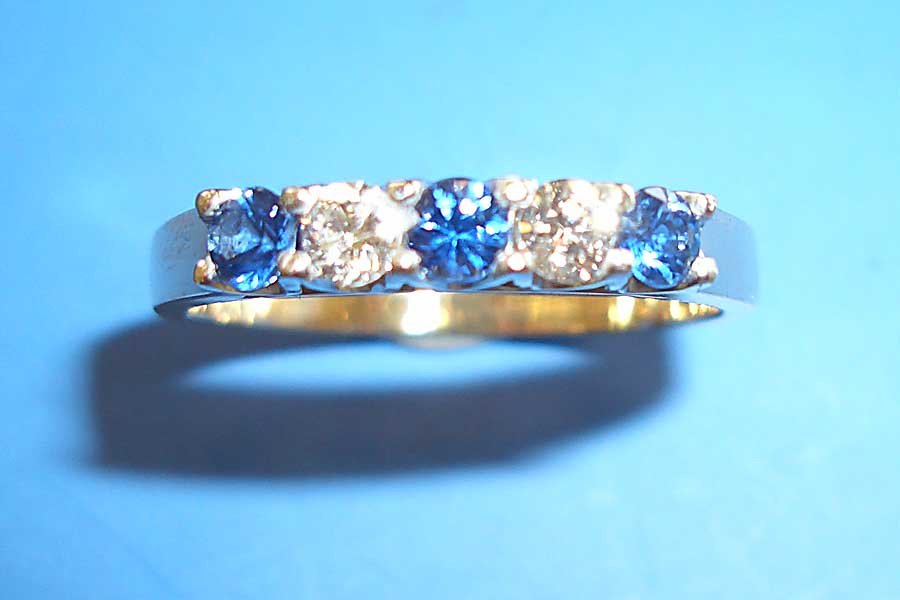 ring with diamonds and sapphires